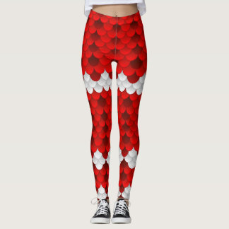 Legging Escala da sereia de Koi (vermelho/branco)