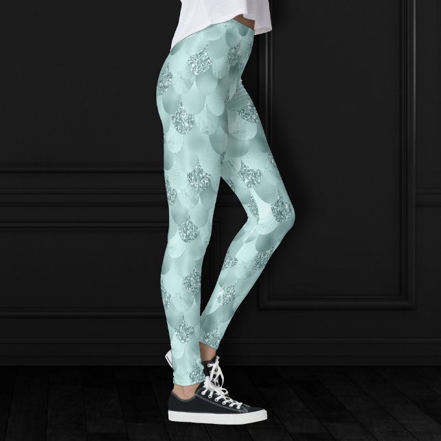 Legging Escala de Luxo Sereia | Seafoam Mint Green Aqua Sh (Criador carregado)