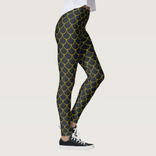 Legging Escala de Sereia em Preto e Dourado Sparkle