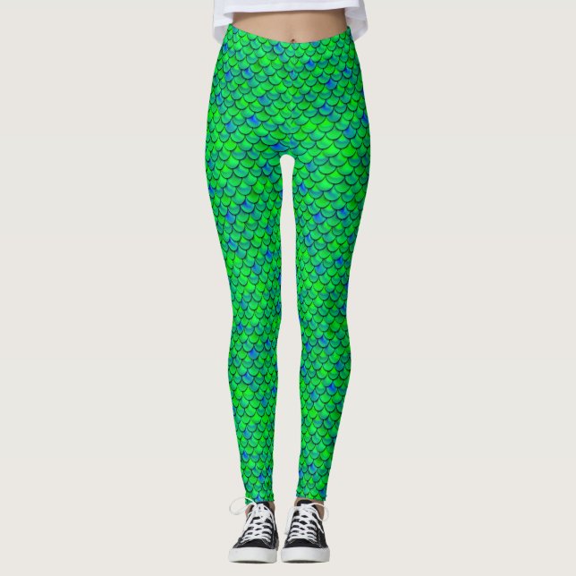 Legging Escalas Azuis Verde de Queda (Frente)