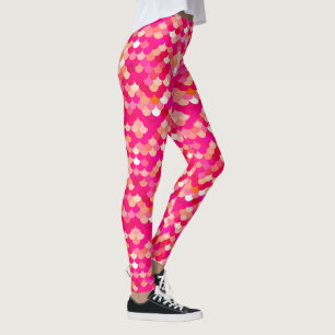 Legging Escalas da sereia, coral, rosa fúcsia, e pêssego