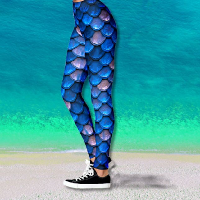 Legging Escalas de Peixes de Sereia Azul bonito (Criador carregado)