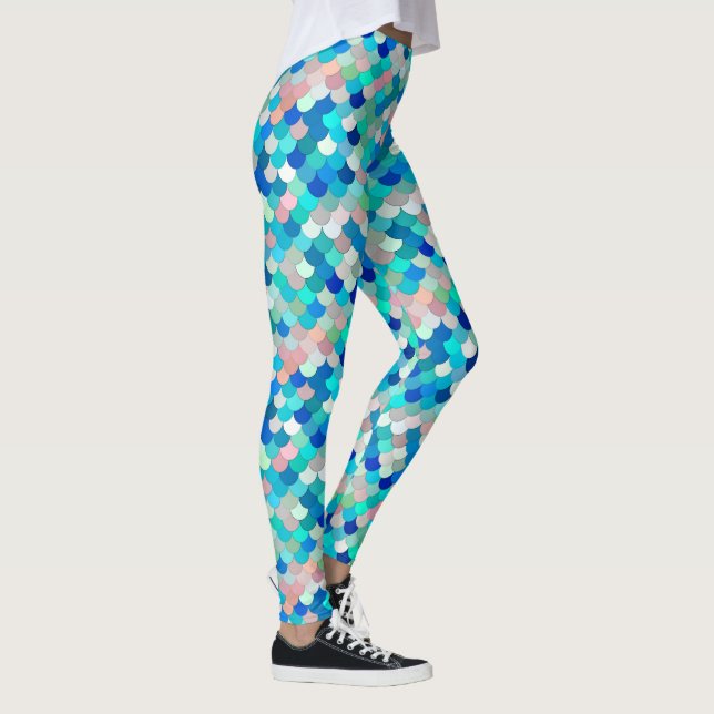 Legging Escalas de Sereia, Aqua, Rosa de Shell e Cobalto (Direita)