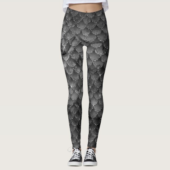 Legging Escalas de Sereia de Prata (Frente)