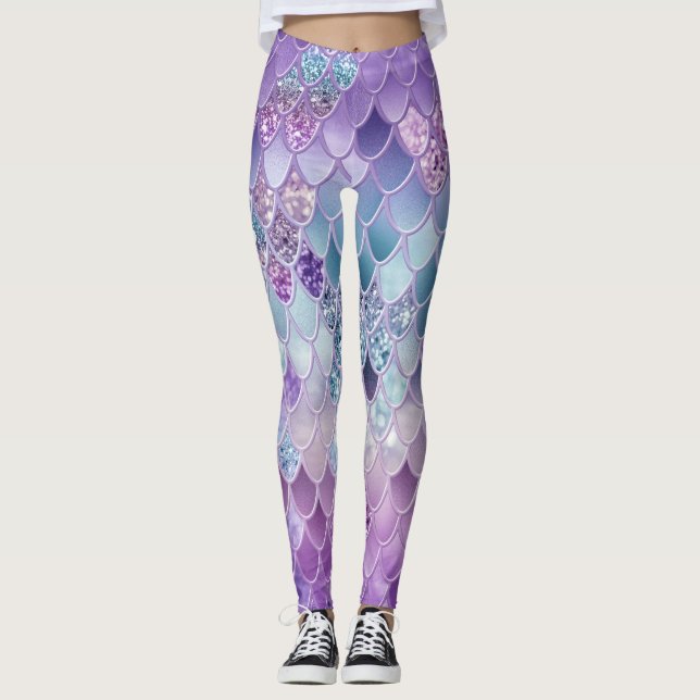 Legging Escalas de Sereia de Verão #11 (Faux Glitter) (Frente)