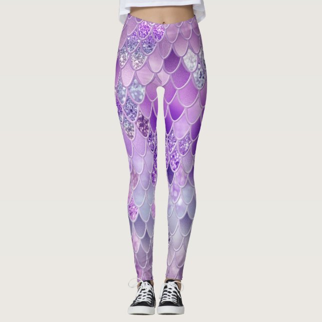 Legging Escalas de Sereia de Verão #14 (Faux Glitter) (Frente)