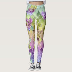 Legging Escalas de Sereia de Verão nº 6 (Faux Glitter)