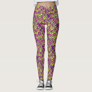 Legging Escalas roxas e verdes caídas