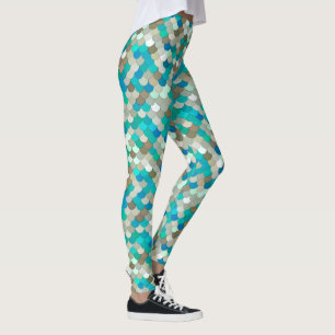 Legging Escalas, turquesa, Aqua, Taupe, & creme da sereia