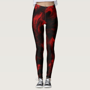 Legging Escalas vermelhas do dragão do sangue no preto