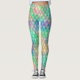 Legging Escamas de Dragão Arco-íris Pastel Brilhante e Pur