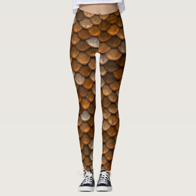 Legging Escamas de Peixe Castanhas Sereia (Frente)