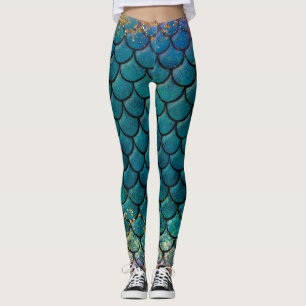 Legging Escamas de Peixe Sereia Glam Teal Roxo Dourado Bri