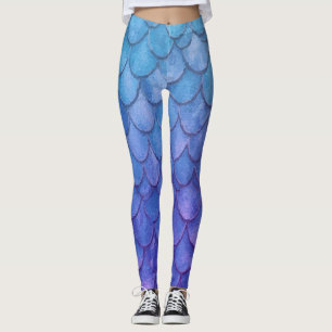 Legging Escamas de sereia azuis e roxas