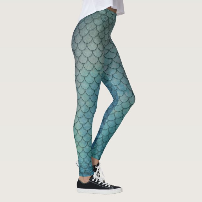 Legging Escamas de Sereia | Azul Aqua Grunge (Direita)