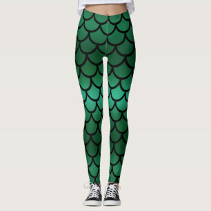 Legging Escamas de sereia Green & Black Peixe Fantasia