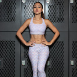 Legging Escamas de sereia rosa azul nebuloso com brilho fa