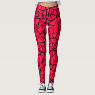 Legging escarlate brilhante vermelho, geométrico, abstrato