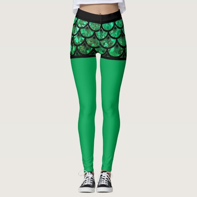Legging Escórias de peixes verdes (Frente)