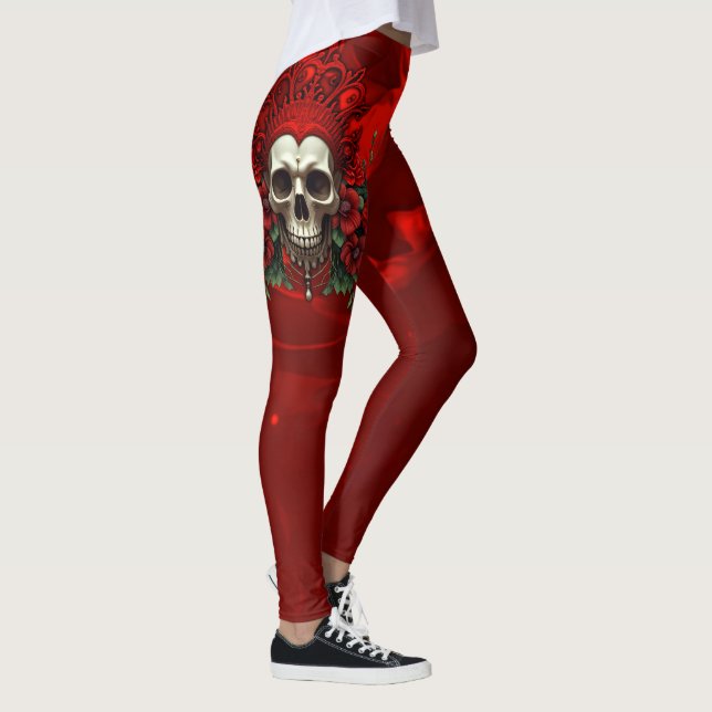 Legging Escuridão real, coração gótico e crânio. (Direita)