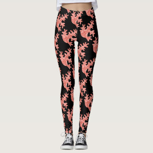 Legging Escuridão viva da coral brilha no padrão preto