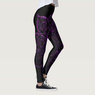Legging Escuro Faux Glitter Mandala em Preto