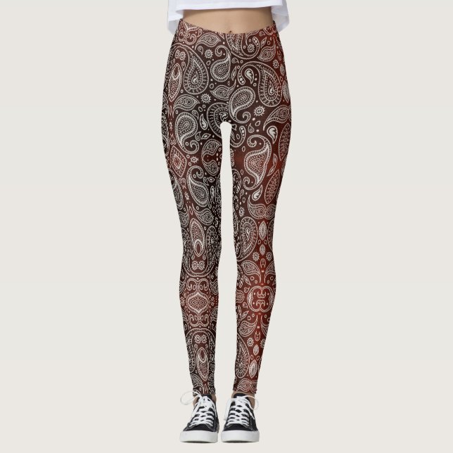 Legging Escuro - Paisley vermelho (Frente)