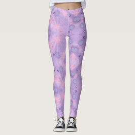 Legging Esferas Círculos Lavanda Pernas Azuis Rosa