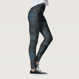 Legging Esfregaço de engrenagens de caleidoscópio azuis, d