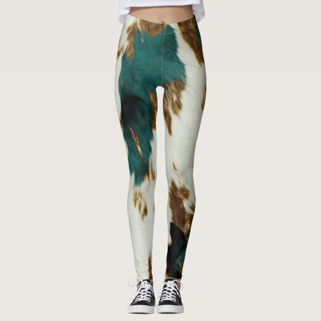 Legging Esmeralda Dourada branca ocidental (Frente)