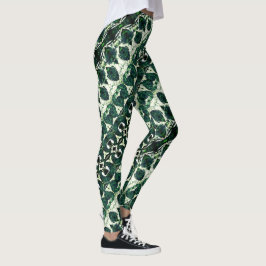 Legging Esmeralda esmeralda repetida sob textura branca t
