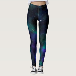 Legging Espaço Celeste Verde Azul Galáxia