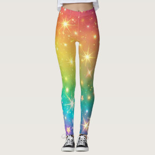 Legging Espaço colorido em estrela do arco-íris