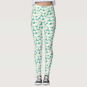 Legging Espaço Negativo - Disias brancas amarelas em verde