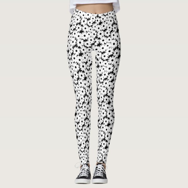 Legging Espaço Negativo é branco em preto (Frente)