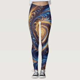 Legging Espaços Abstrato modernos - Real Azul e Suavimento