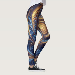 Legging Espaços Abstrato modernos - Real Azul e Suavimento