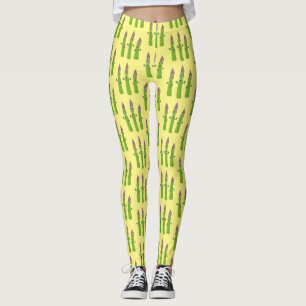 Legging Espargos lindos cantando cartoon de trio vegetal