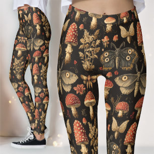 Legging Espécime de Cogumelo Gótico Escuro Mariposa da Aca