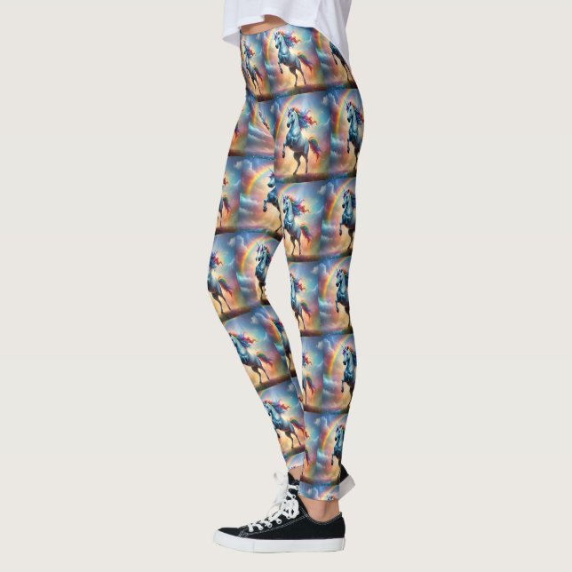 Legging Espectro Celestial: O Arco do Unicórnio Arco-íris (Esquerda)