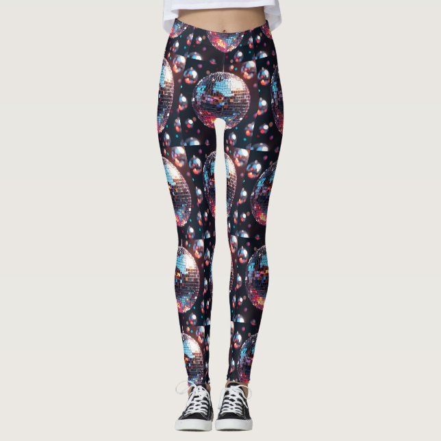 Legging Espelho da esfera retrô-disco em prata e matiz arc (Frente)