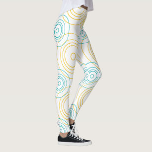 Legging Espelho das ondulações da chuva em turquesa e amar
