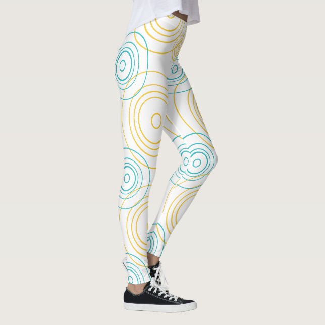 Legging Espelho das ondulações da chuva em turquesa e amar (Direita)