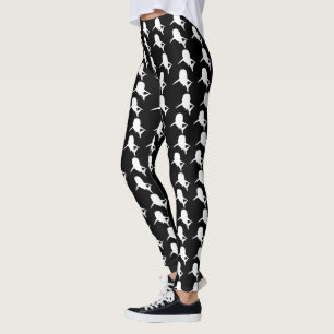 Legging Espelho de baleia de tubarão-sombra preto e branco