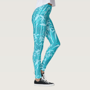 Legging Espelho de erva aqua bambu de chá repetitivo