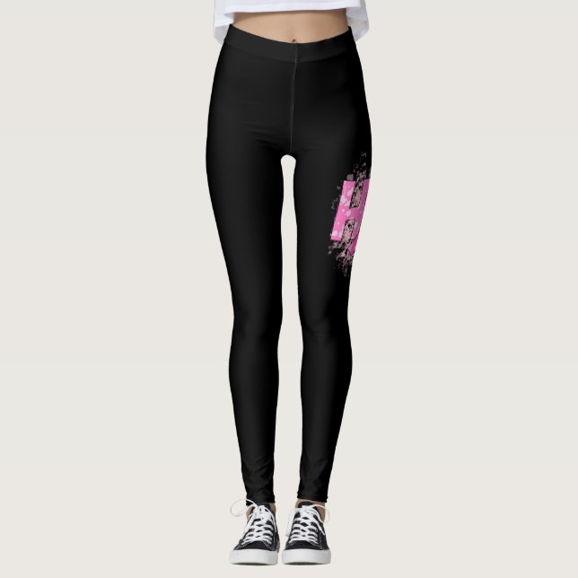 Legging Esperança Consciência do Cancer da Fita Rosa (3) (Frente)
