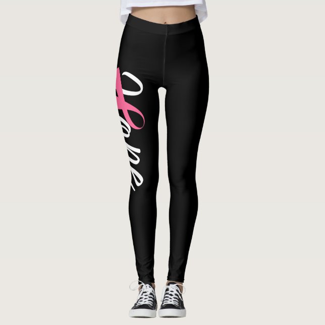 Legging ESPERANÇA cor-de-rosa da consciência da fita do (Frente)