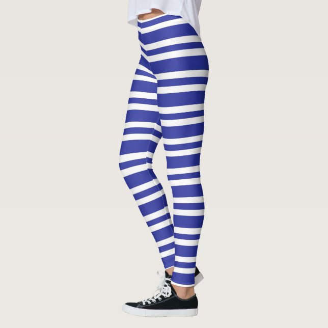 Legging Espessas e tiras finas azuis e brancas (Esquerda)