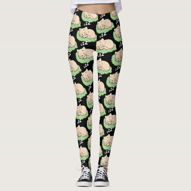 Legging Espingarda do Gatinho de dormir (Frente)