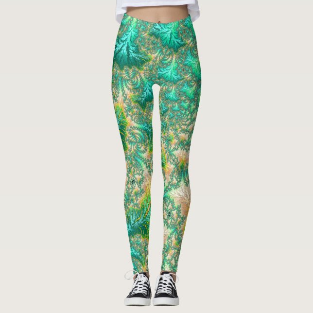 Legging Espiral de Abstrato Fractal de Trippy Vibrant Bohe (Frente)